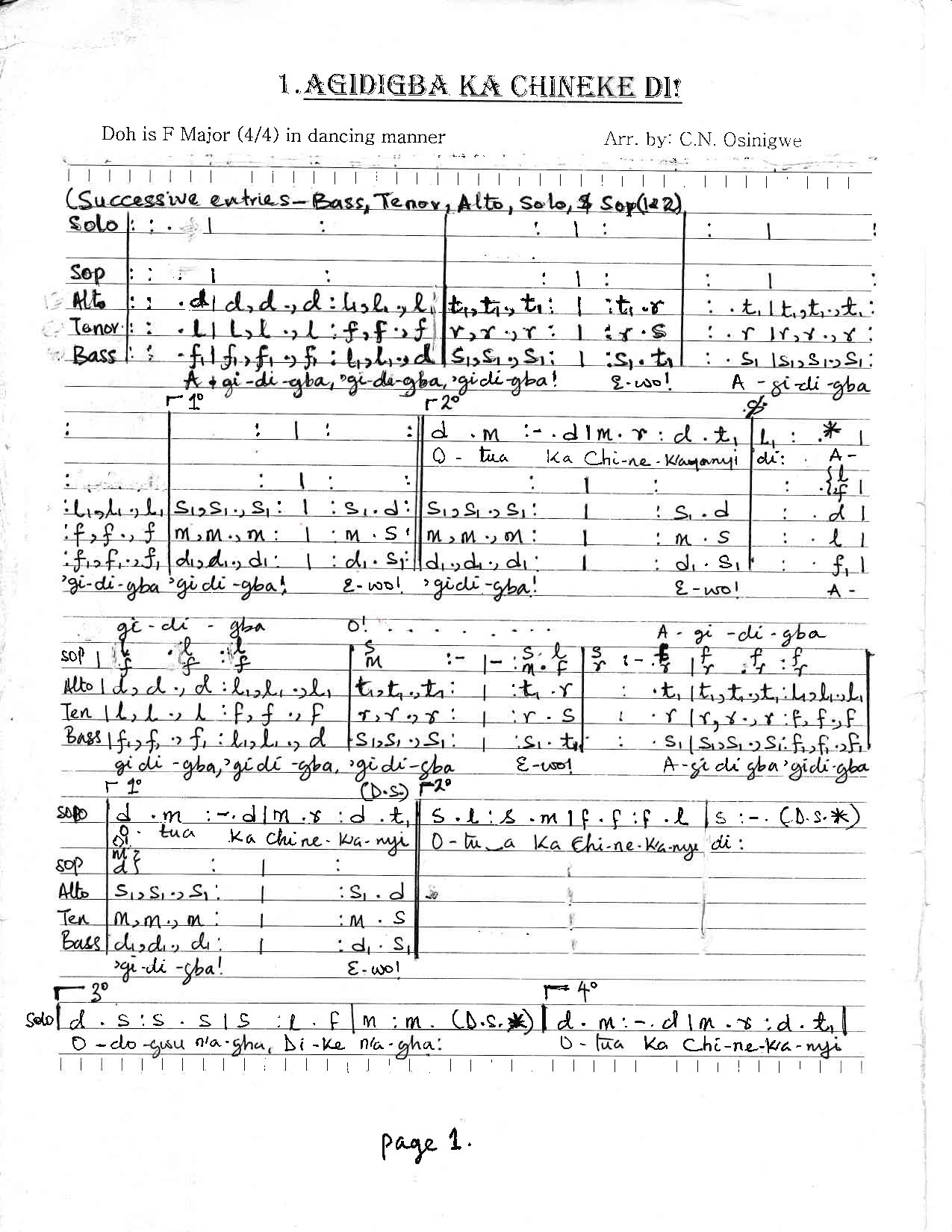 Agidigba - Download Choir Script PDF