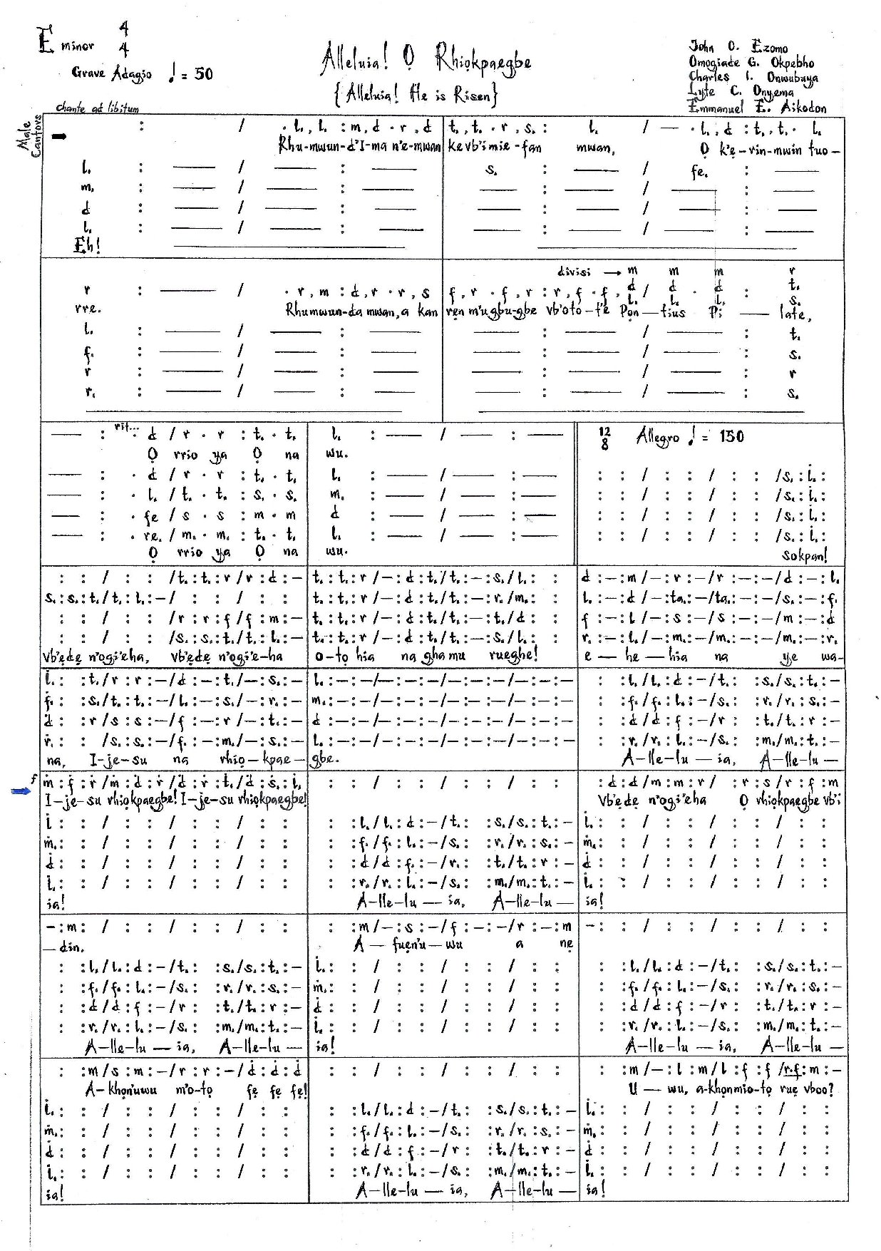 Alleluia! Ọ Rhiọkpaegbe - Uniben Ubth - Download Choir Script PDF