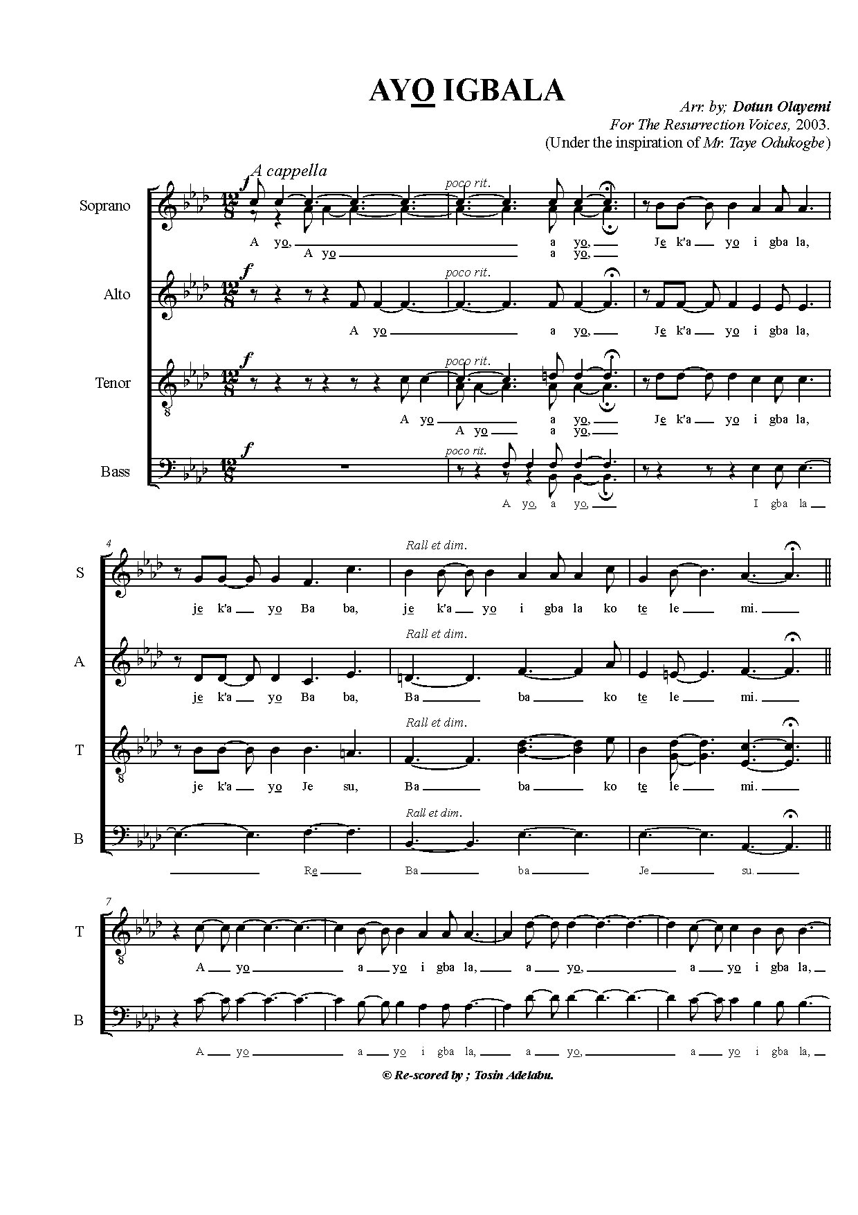 Ayo Igbala - Download Choir Script PDF