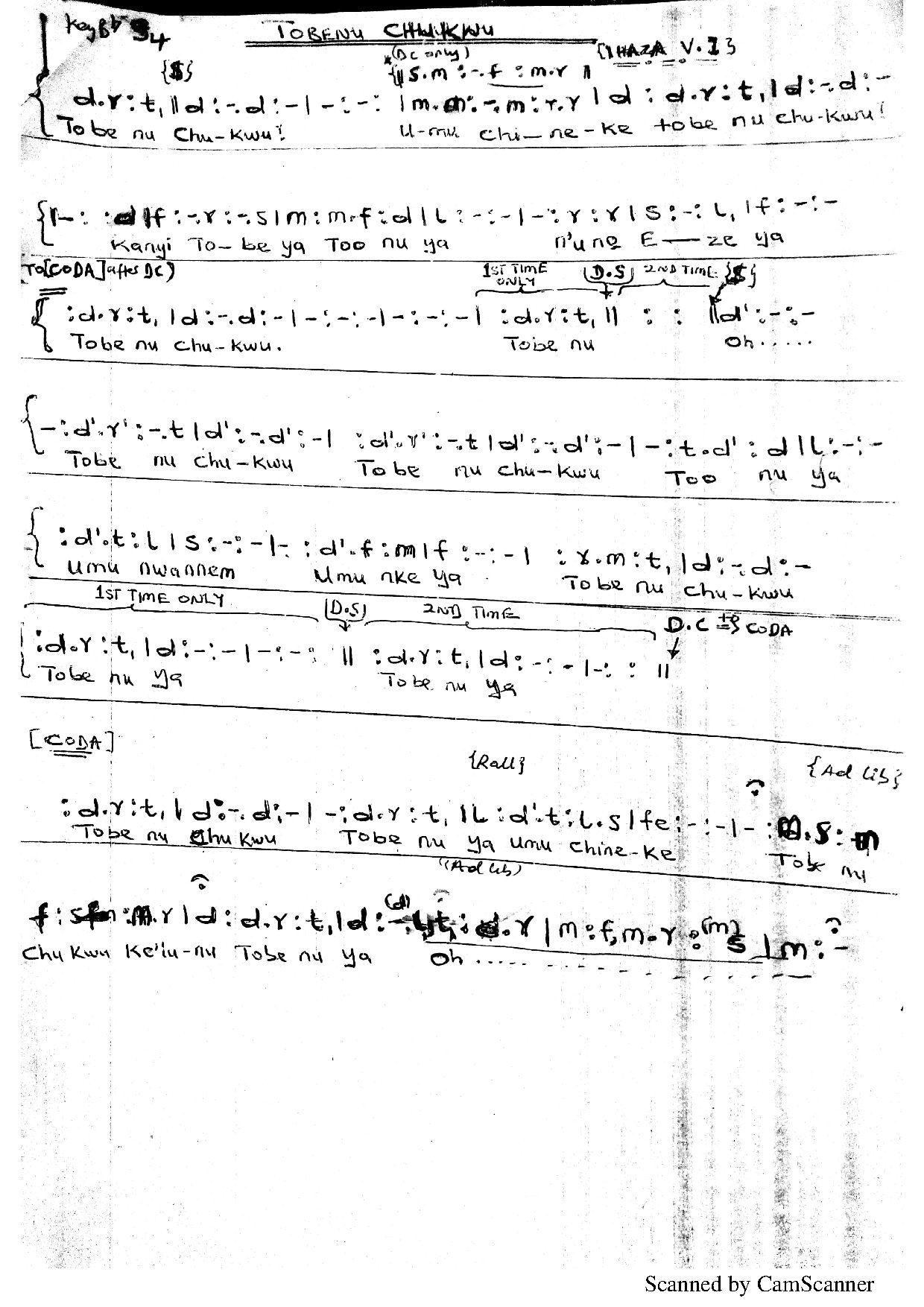 Tobenu Chukwu - Download Choir Script PDF