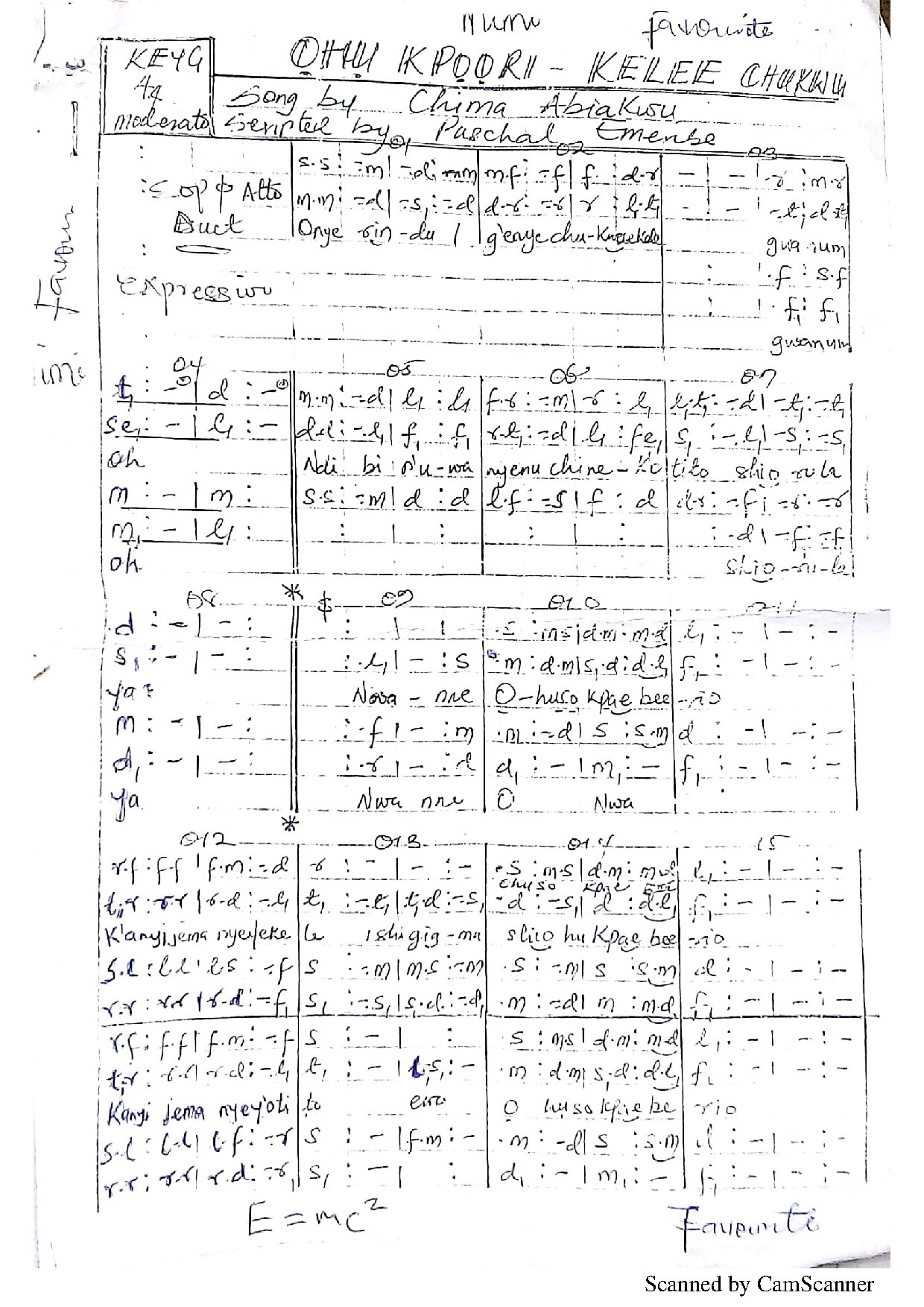 Ohu Kpoori Kelee Chukwu - Naijaman - Download Choir Script PDF