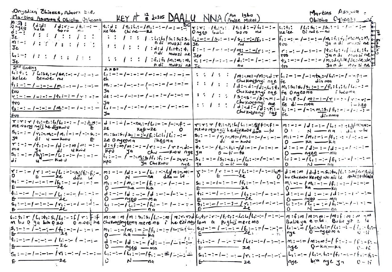 Daalu Nna By Martins Asogwa And Obioha Ogbonna - Download Choir Script PDF