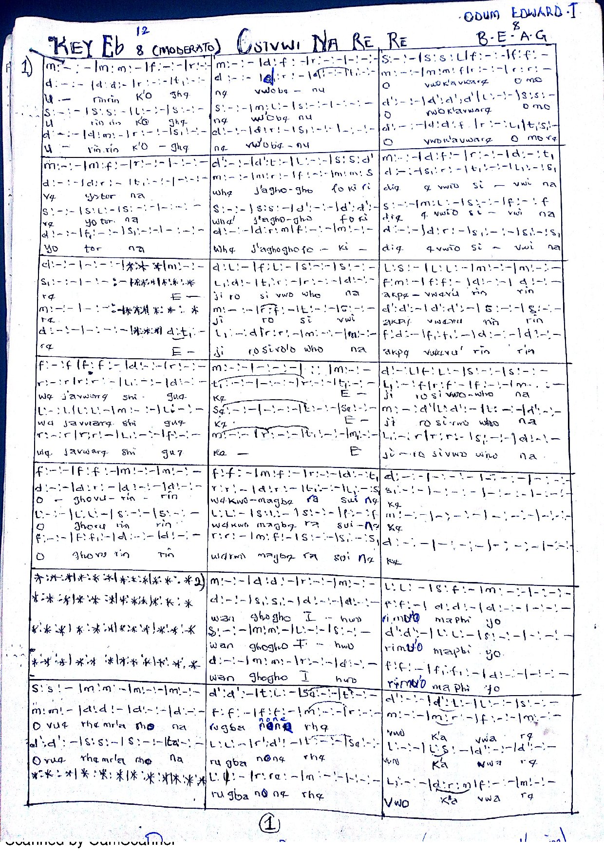 Osivwi Na Re Re - Download Choir Script PDF