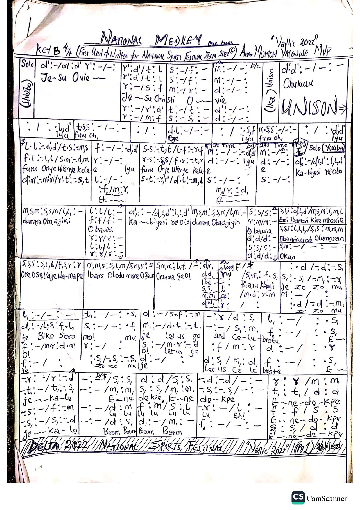 National Medley (momoh Valentine Mvp) G.v.c Asaba 28.nov.2022 - Download Choir Script PDF