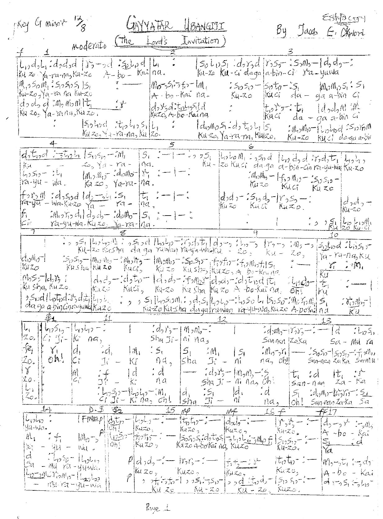 Gayyatar-ubangiji---jacob-okwori - Download Choir Script PDF