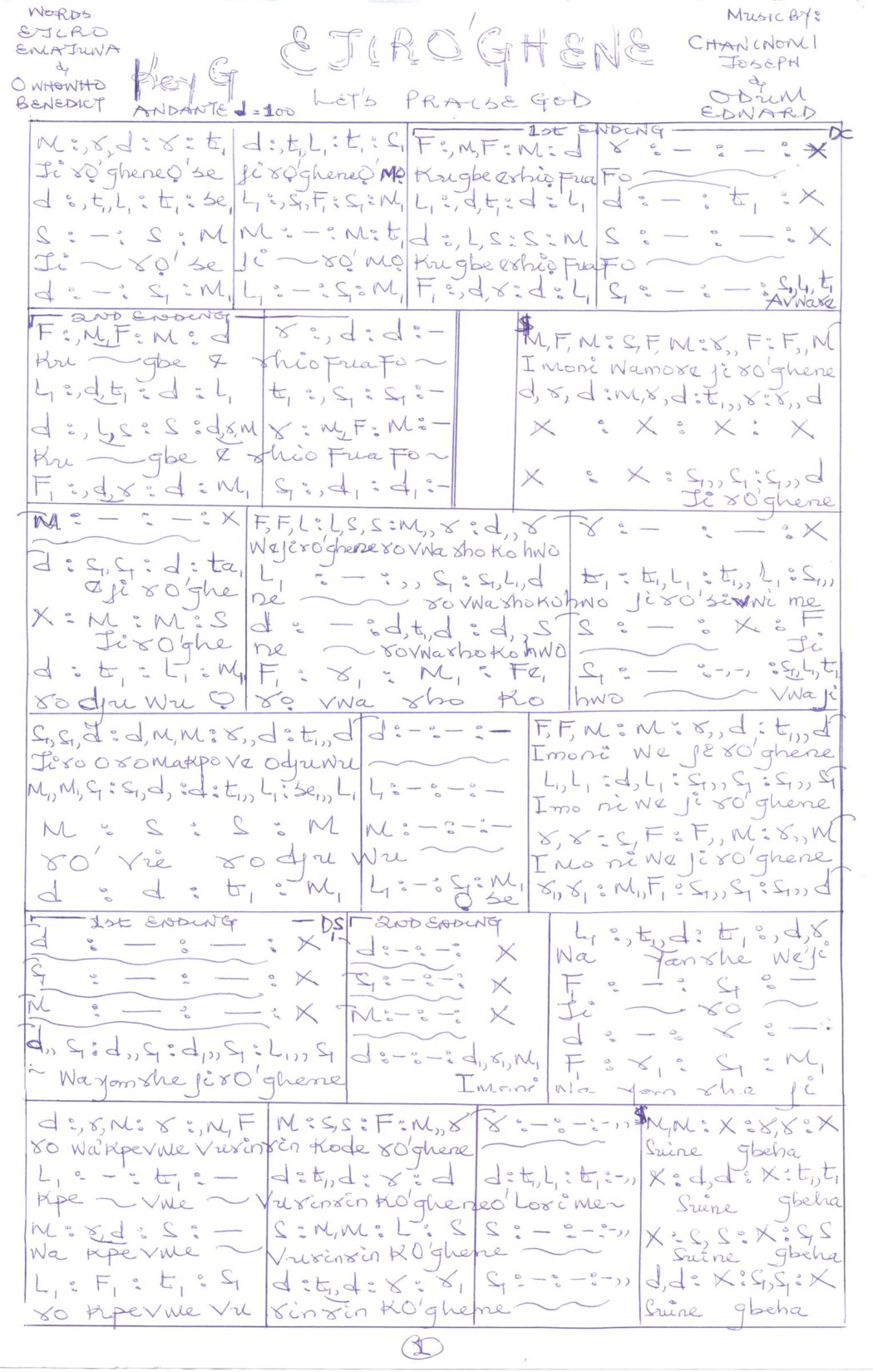 Ejiroghene - Download Choir Script PDF