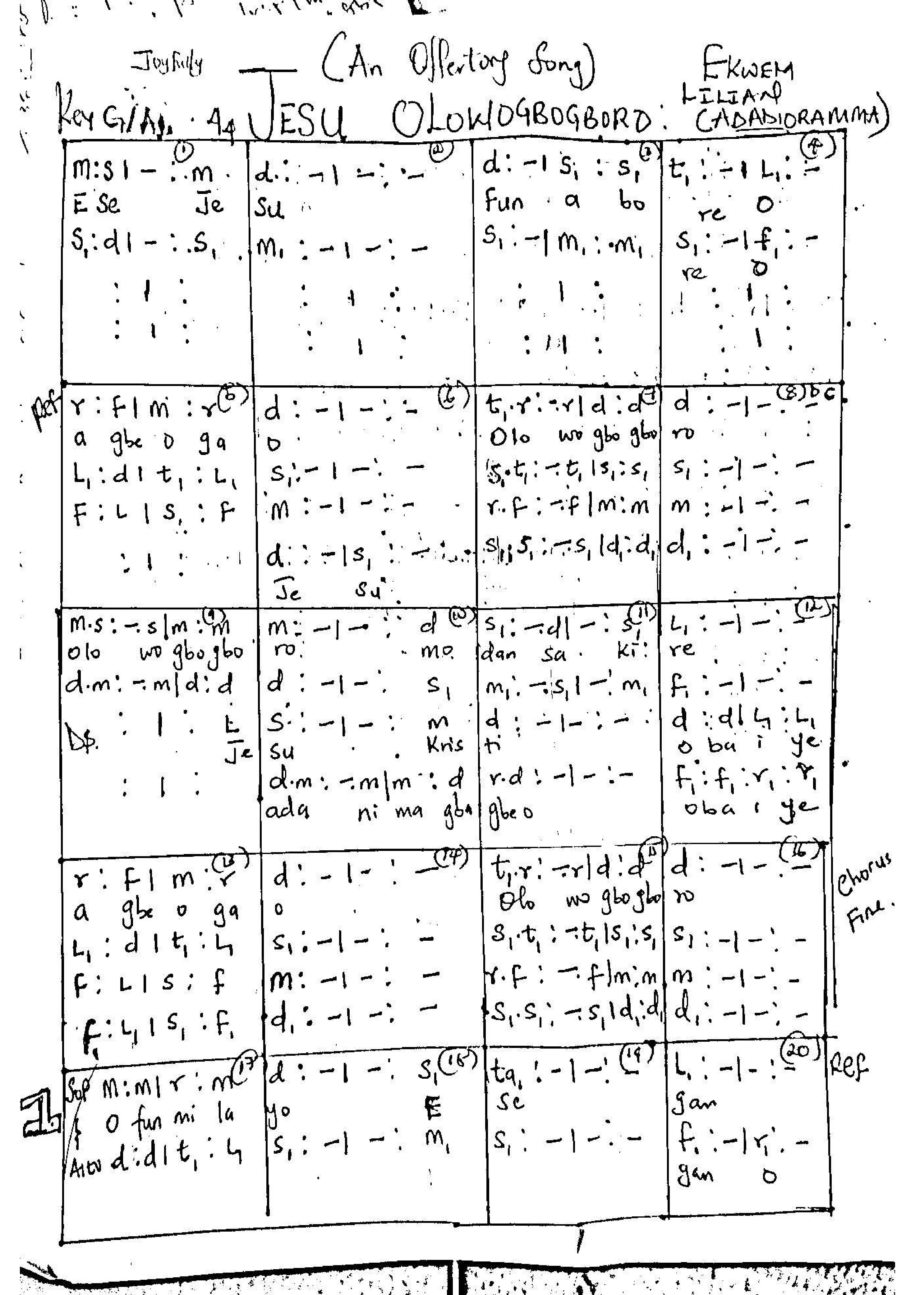 Jesu Olowogbogboro - Download Choir Script PDF