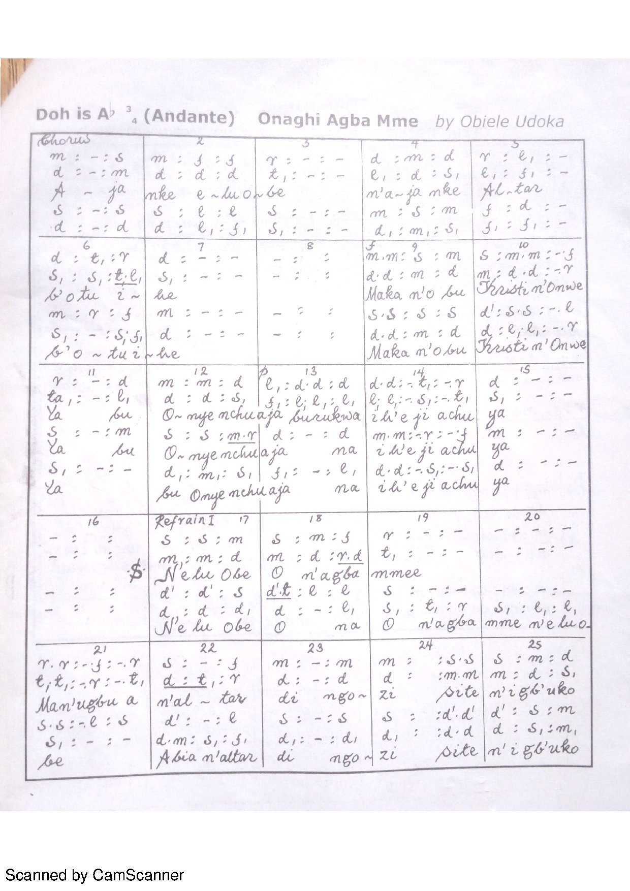 Aja Nke Elu Obe - Download Choir Script PDF