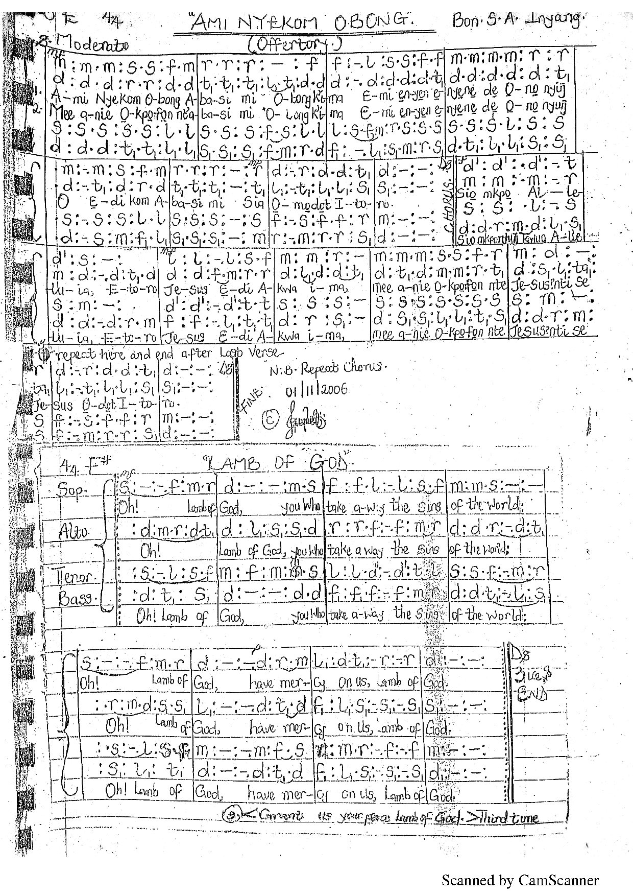 Ami Nyekom Abasi - Download Choir Script PDF