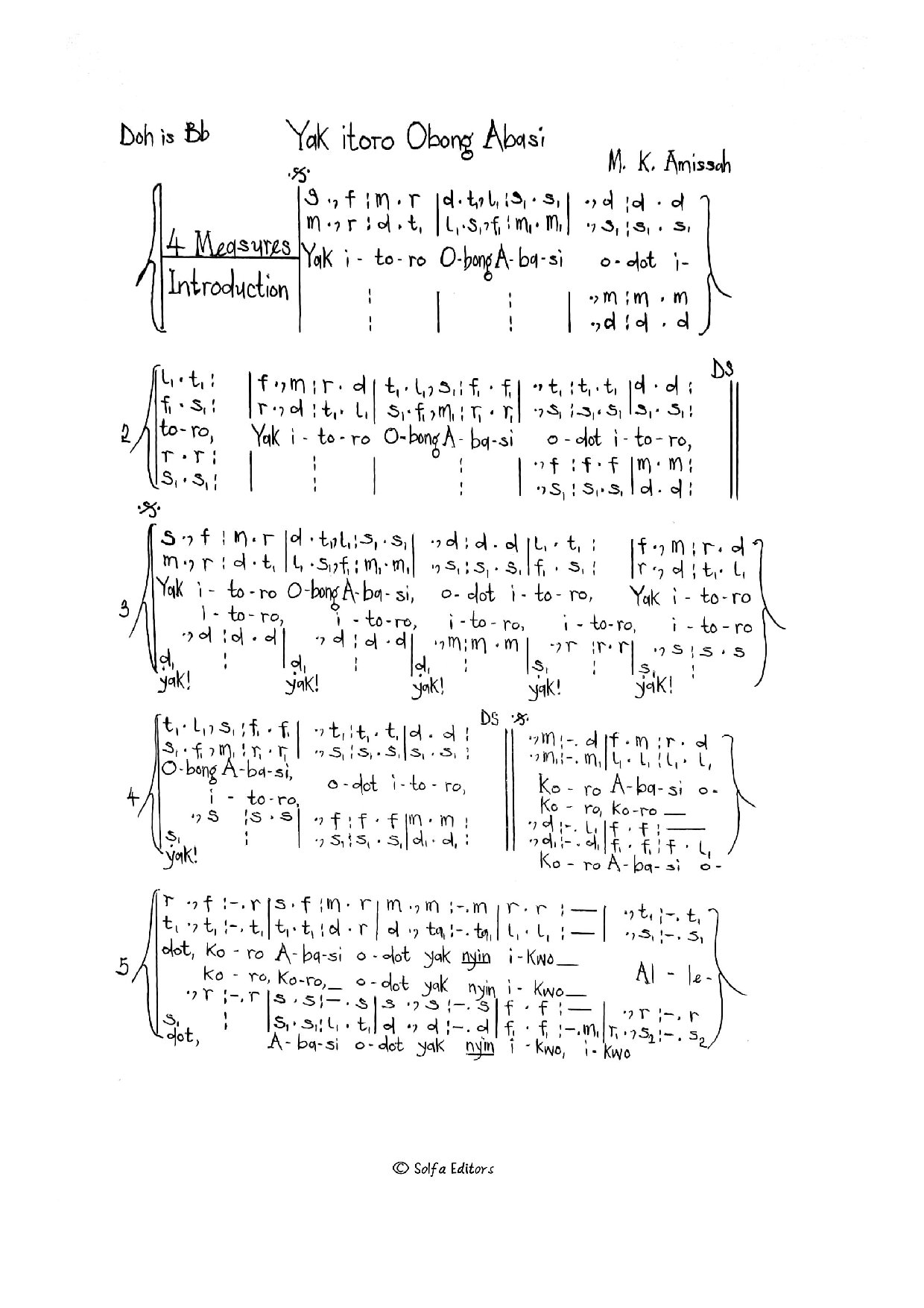 Yak Itoro Obong Abasi - Download Choir Script PDF