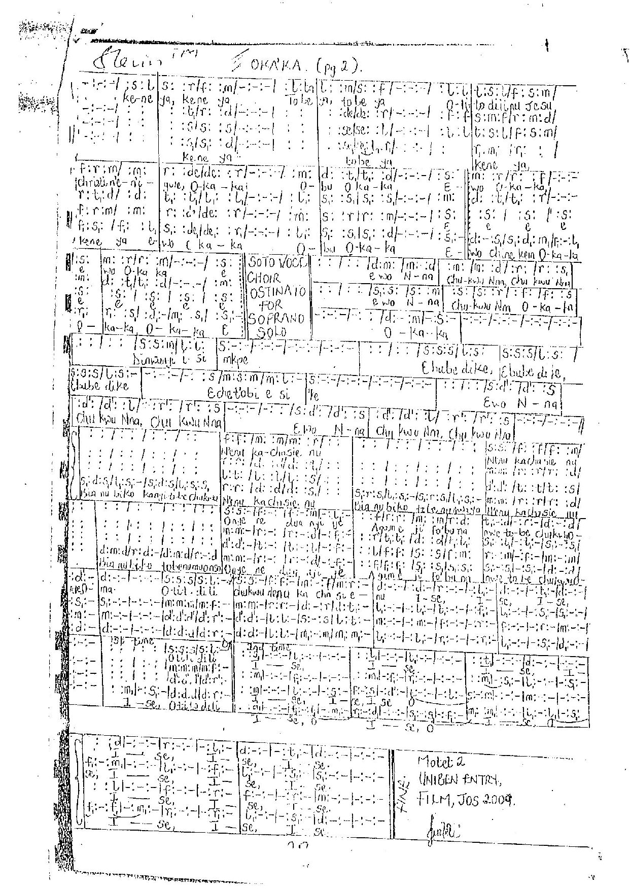 Okaka 2 - Download Choir Script PDF