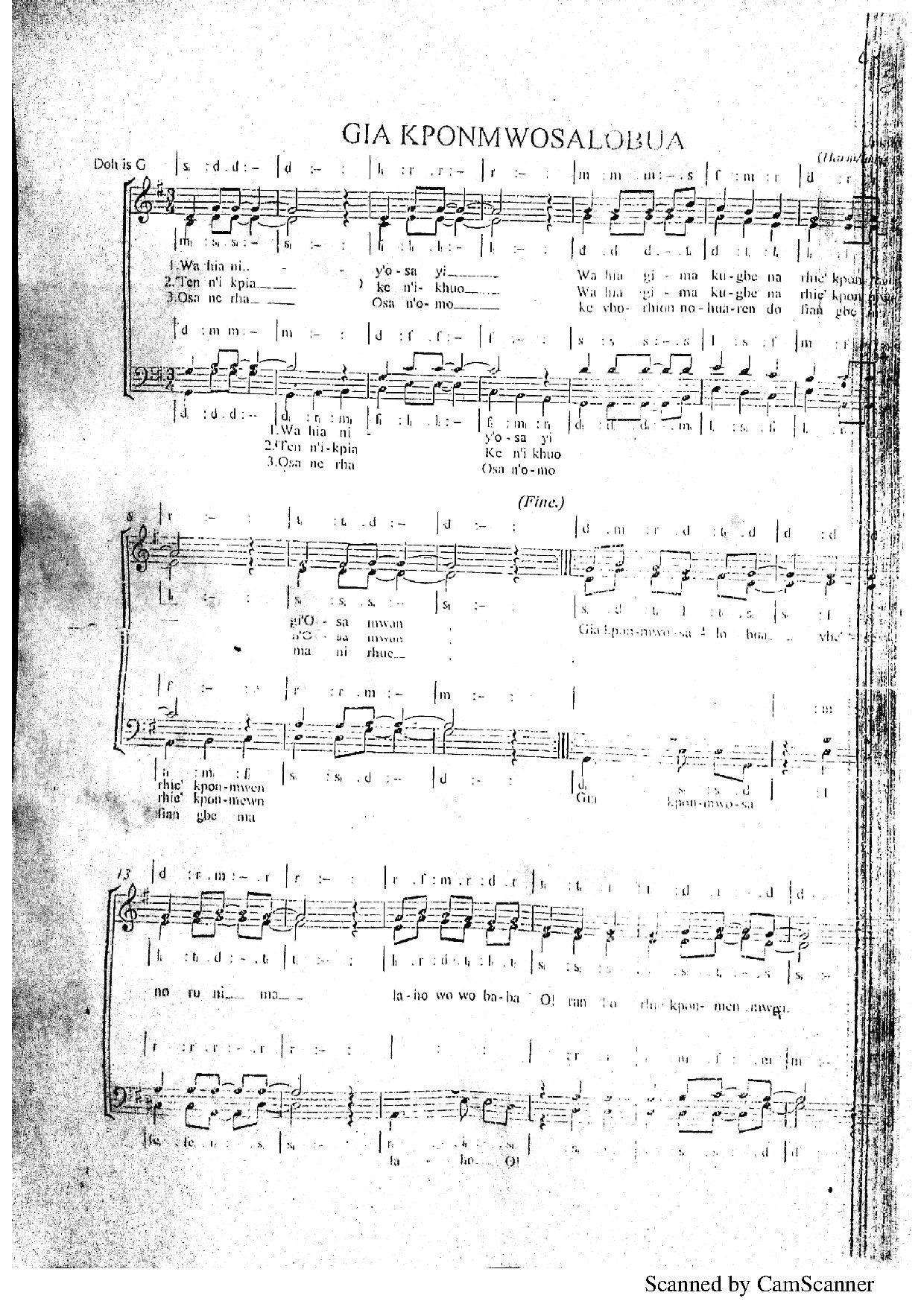 Gia Kponwosalobua 2 - Download Choir Script PDF