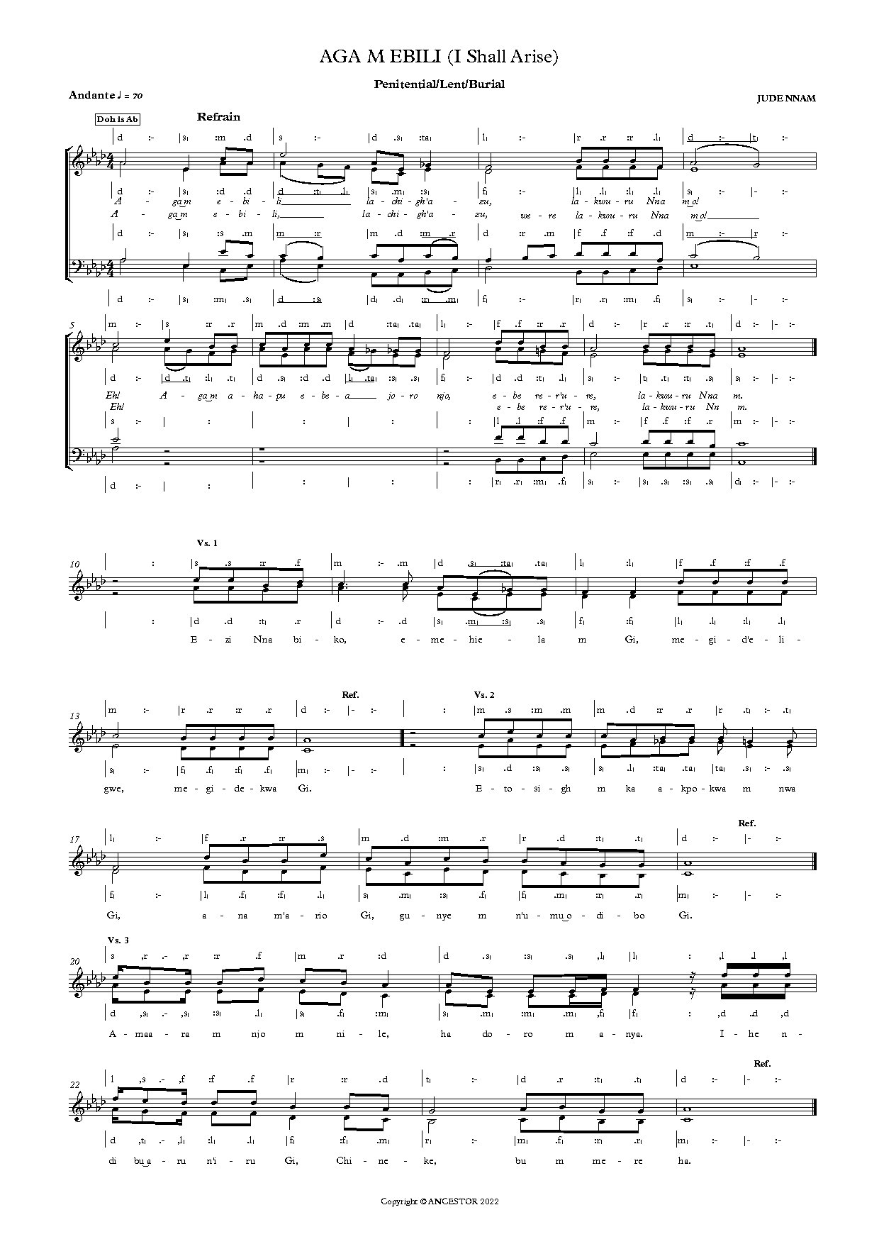 Aga M Ebili - Download Choir Script PDF