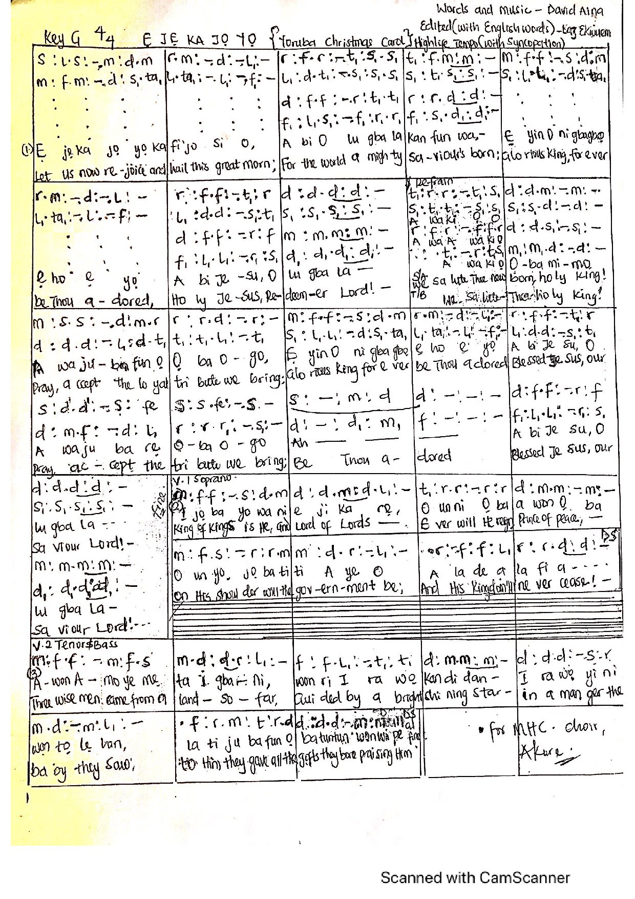 Eje Ka Jo Yo - Download Choir Script PDF