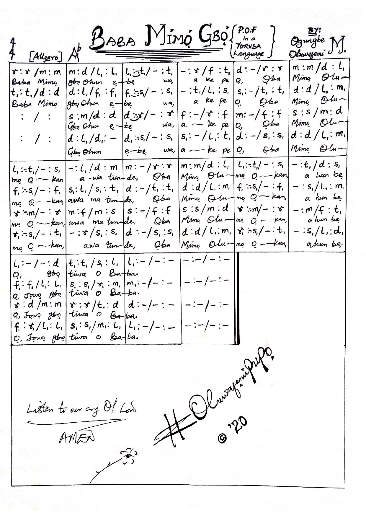 Baba Mimo Gbo (pof In Yoruba)