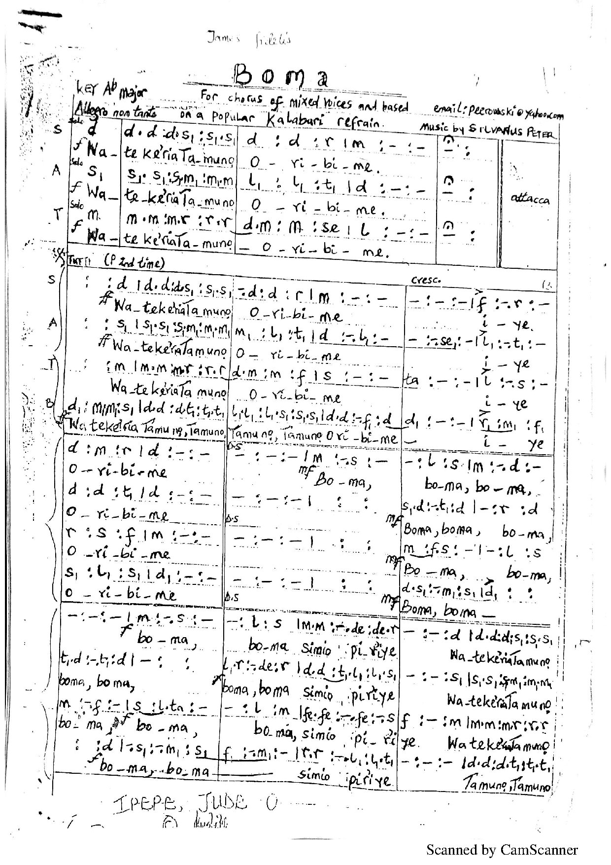 Boma-kalabari-by-sylvanus-peter - Download Choir Script PDF