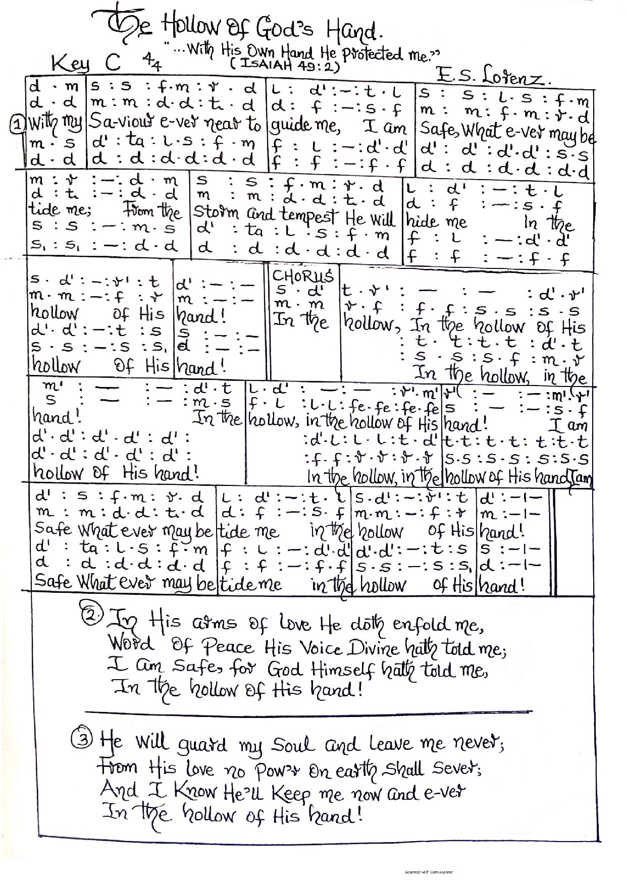 In The Hollow Of His Hand - Download Choir Script PDF