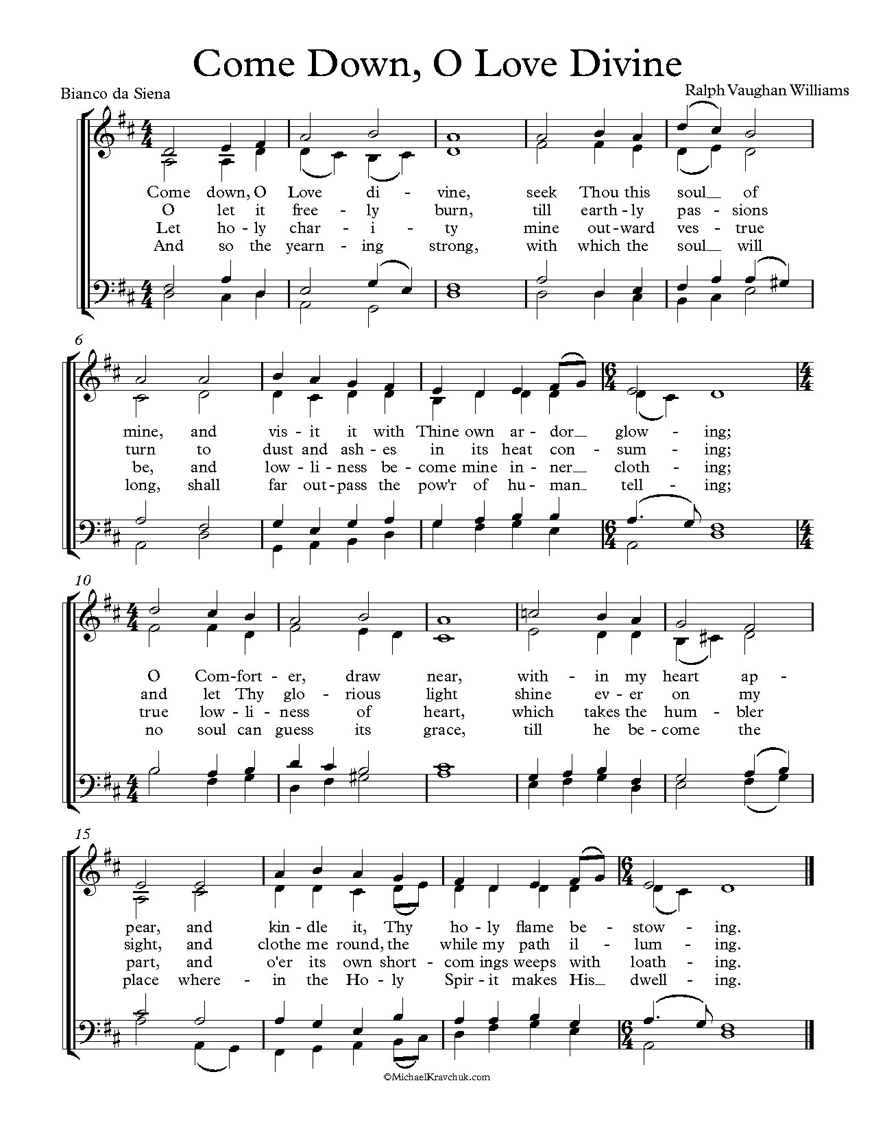 Come-down-o-love-divine-d-major - Download Choir Script PDF
