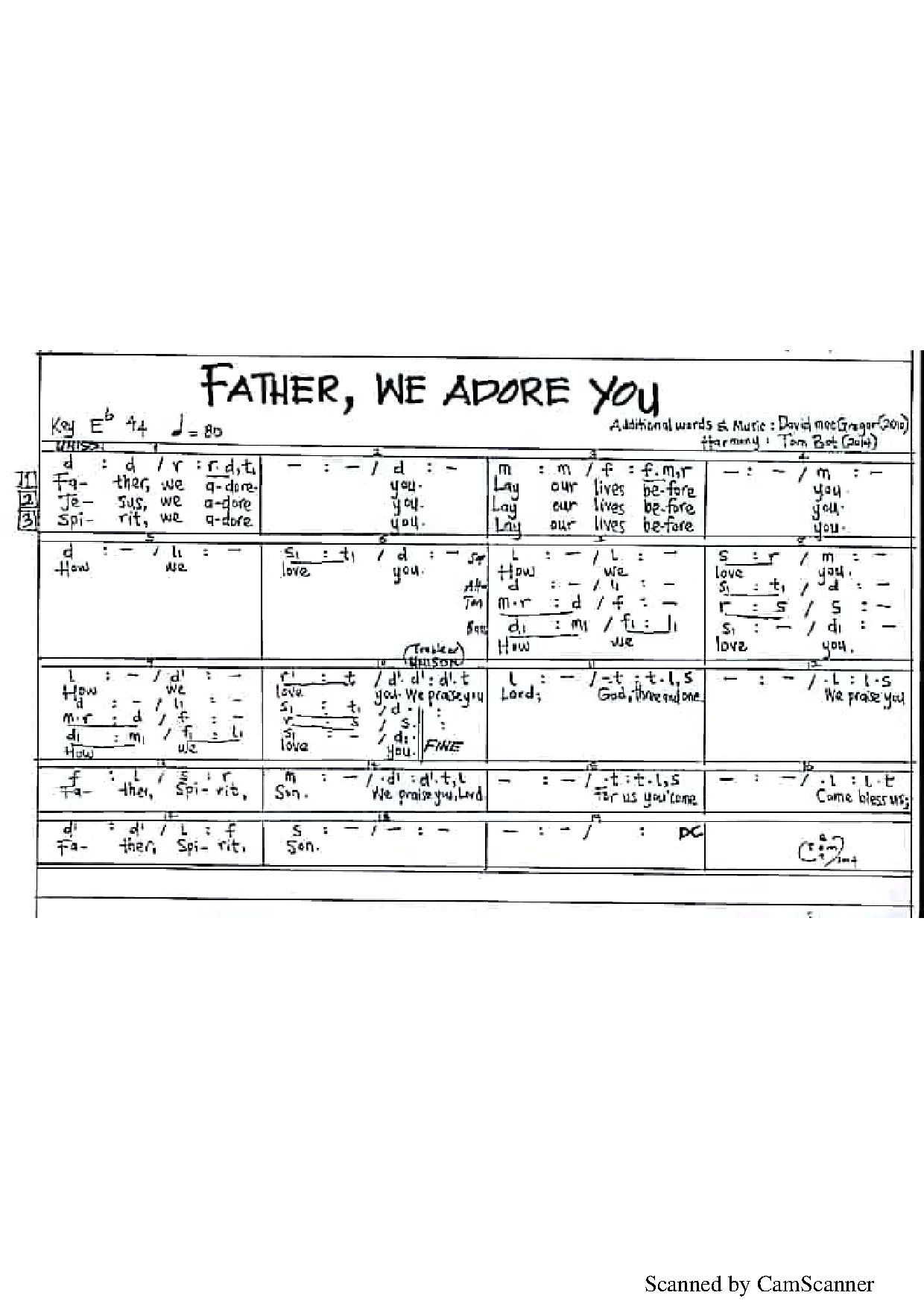 Father,we Adore You - Download Choir Script PDF