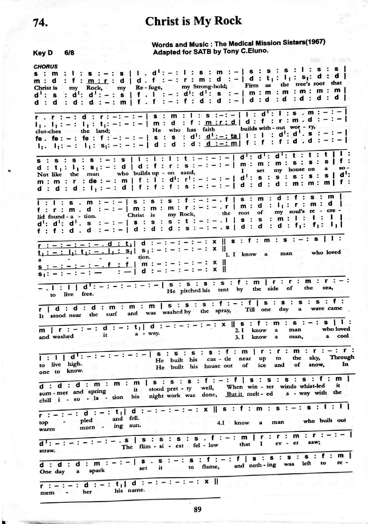 Christ Is My Rock (tony Eluno) - Download Choir Script PDF