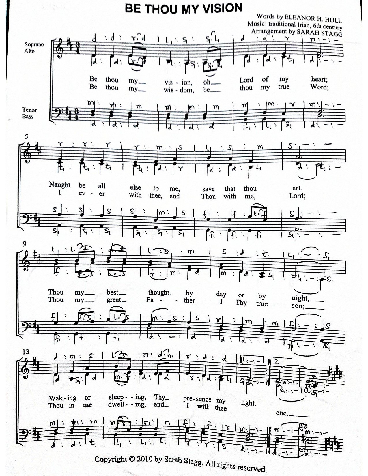 Be Thou My Vision - Download Choir Script PDF