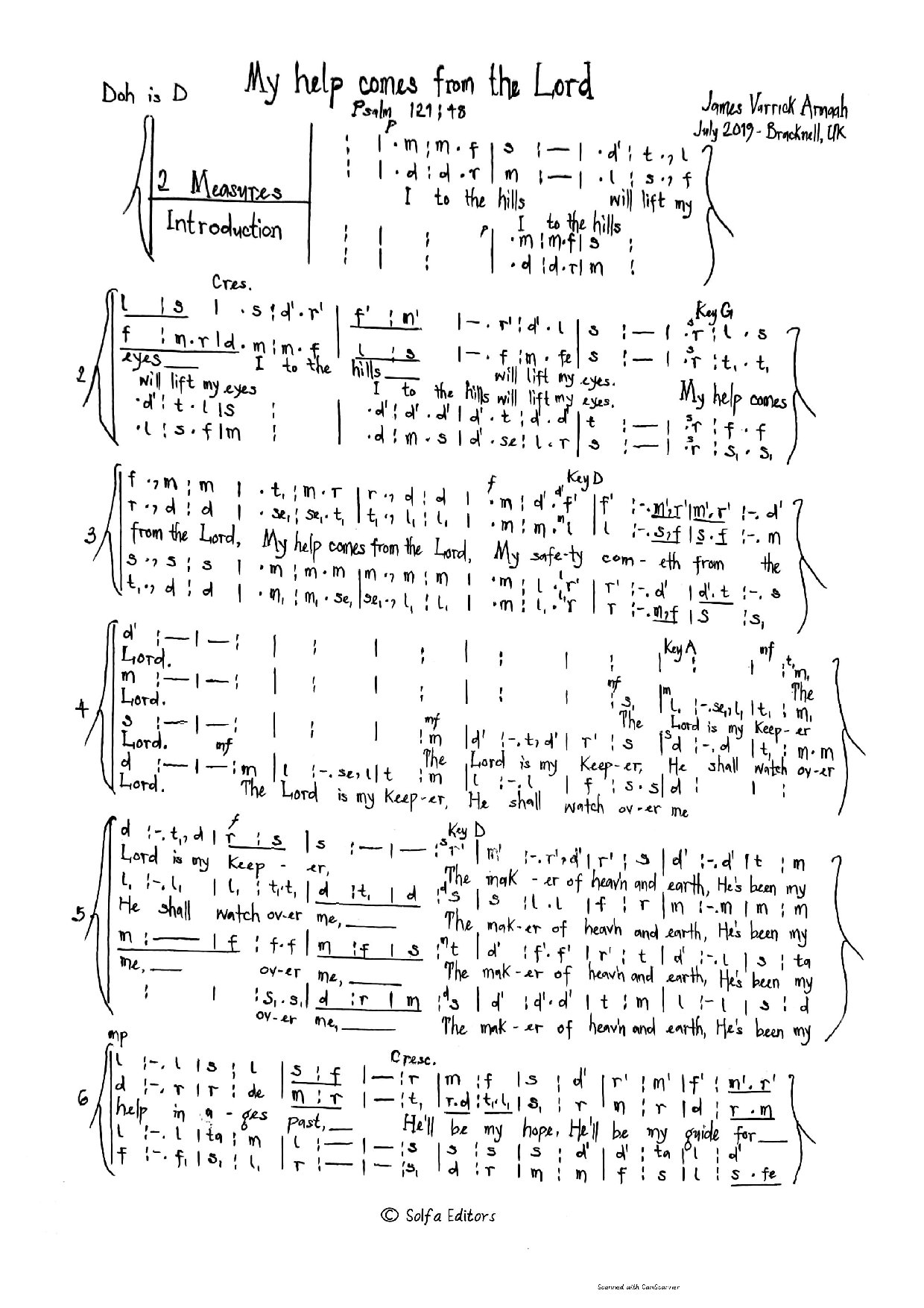 My Help Comes From The Lord - Amaah - Download Choir Script PDF