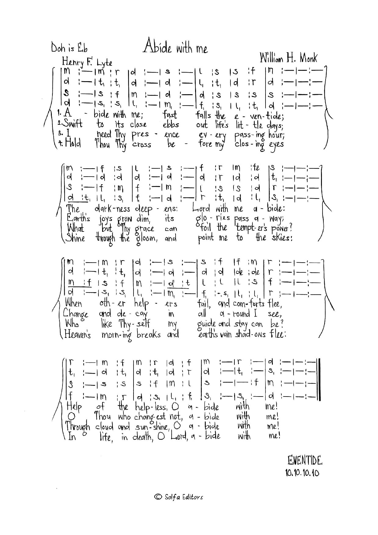 Abide With Me Hymn - Download Choir Script PDF