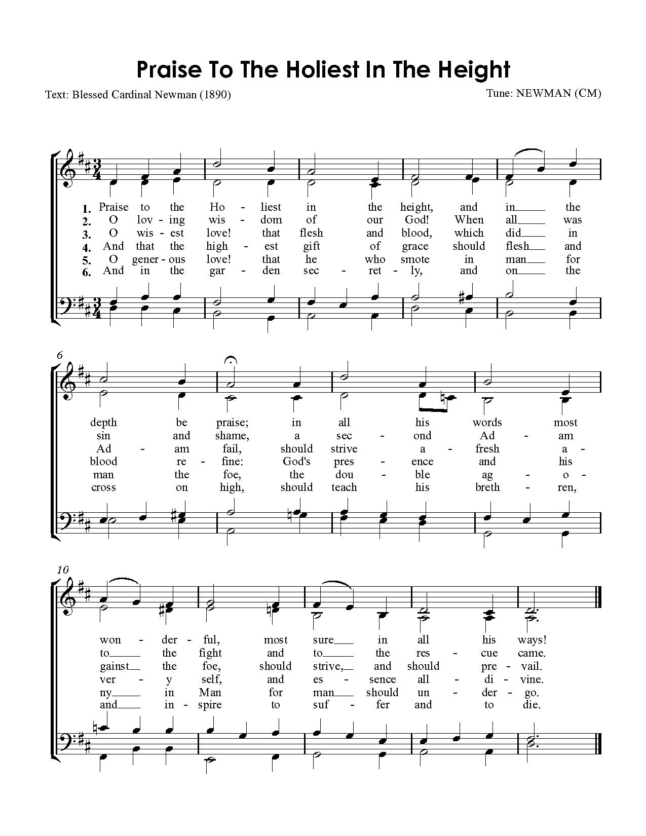 Praise To The Holiest - Download Choir Script PDF