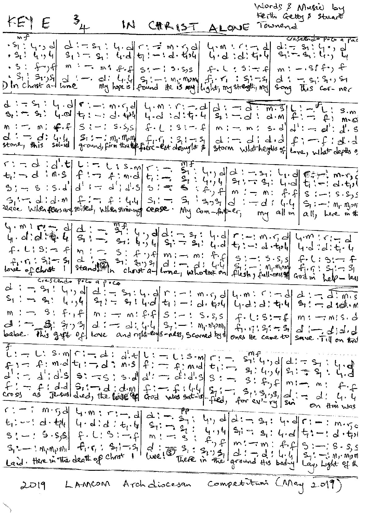 In Christ Alone - Solfas - Download Choir Script PDF