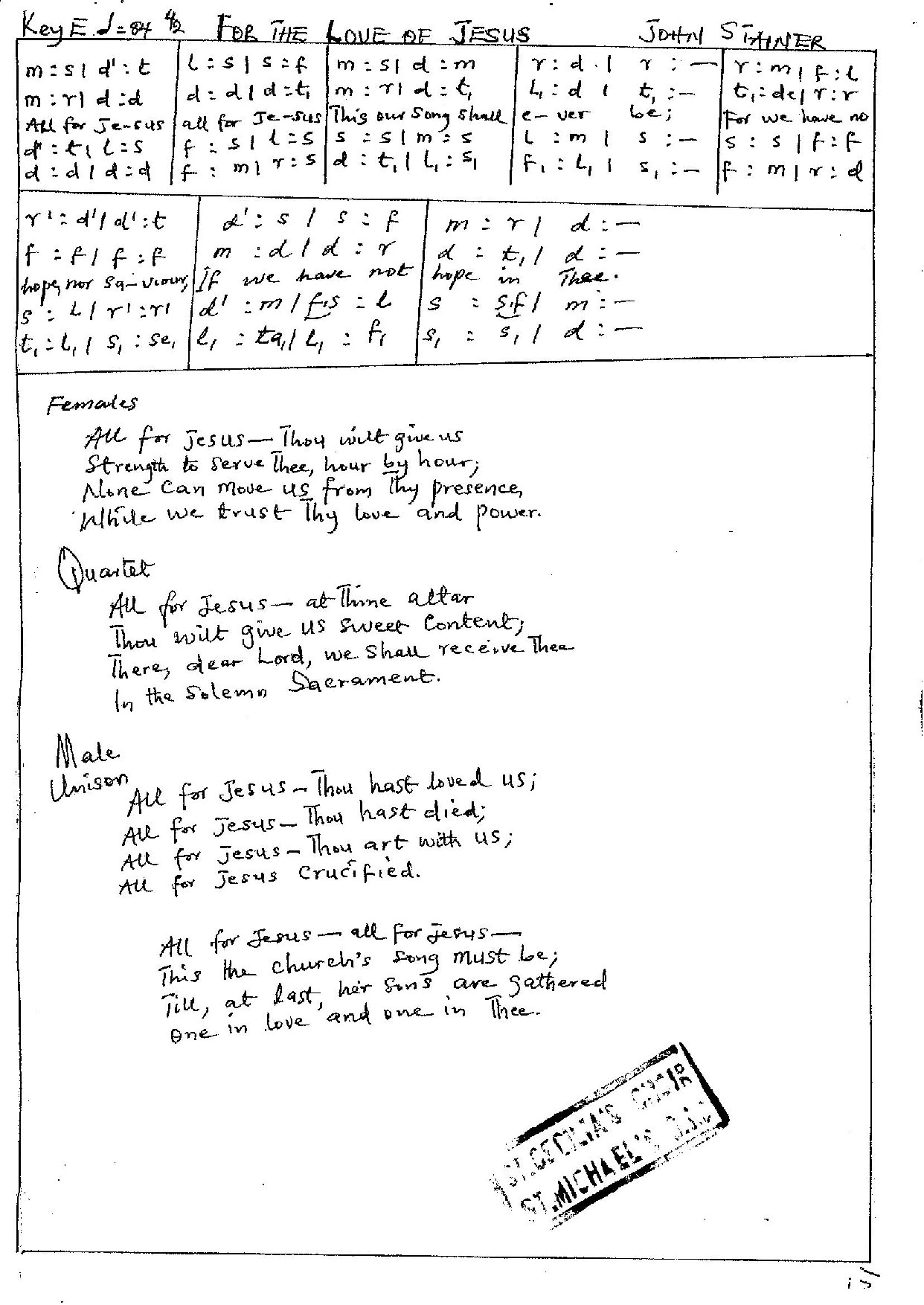 For The Love Of Jesus - Download Choir Script PDF