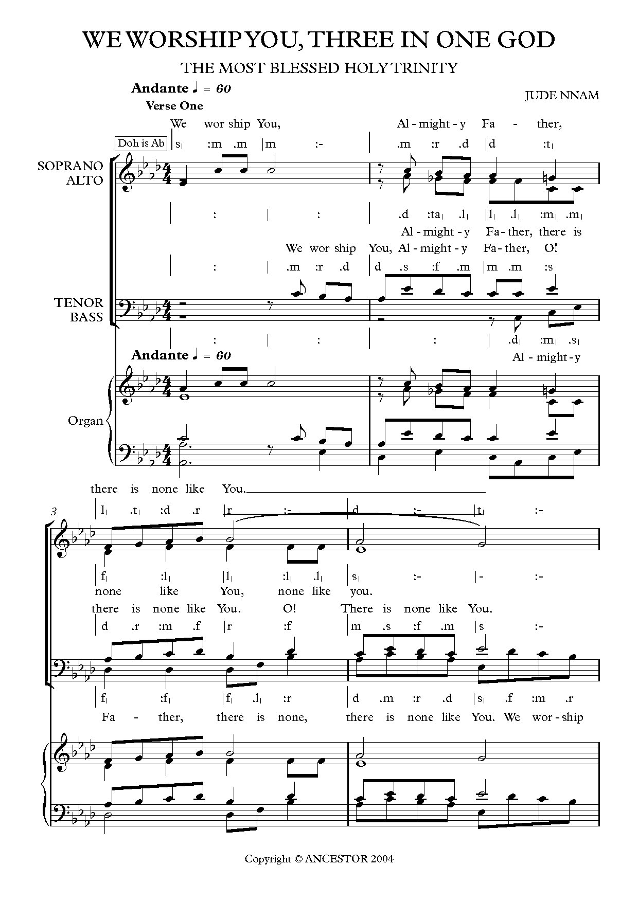 (Trinity) We Worship You, Three In One God - Download Choir Script PDF