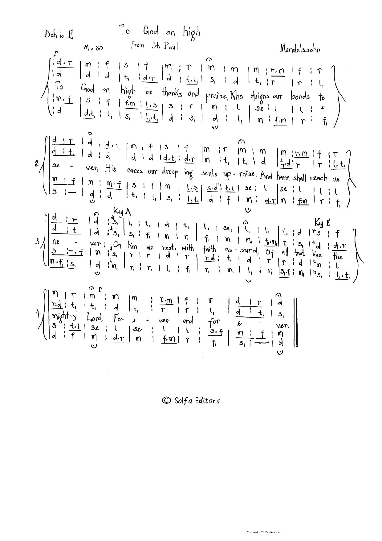 To God On High - From Mendelssohn S St. Paul - Download Choir Script PDF