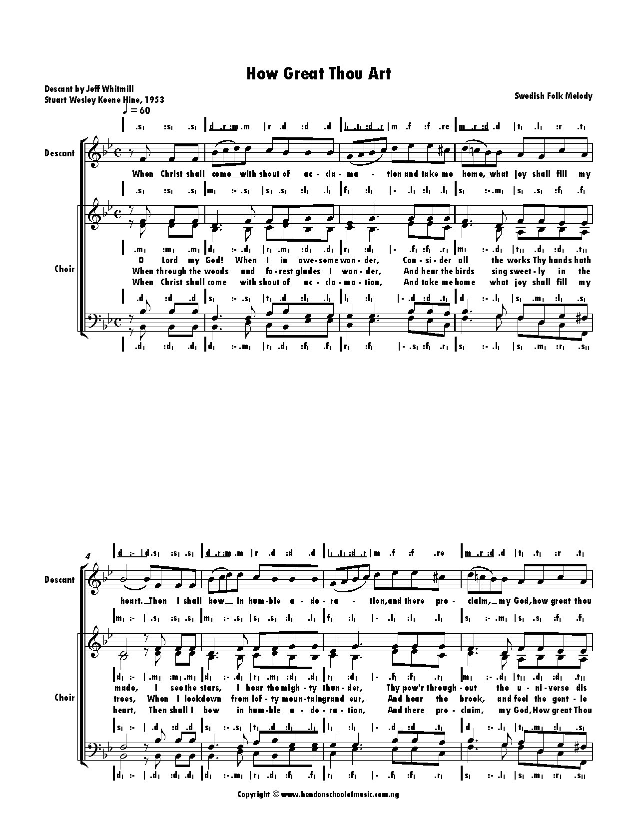 How Great Thou Art Hymn Original With Descant.sib - Download Choir Script PDF