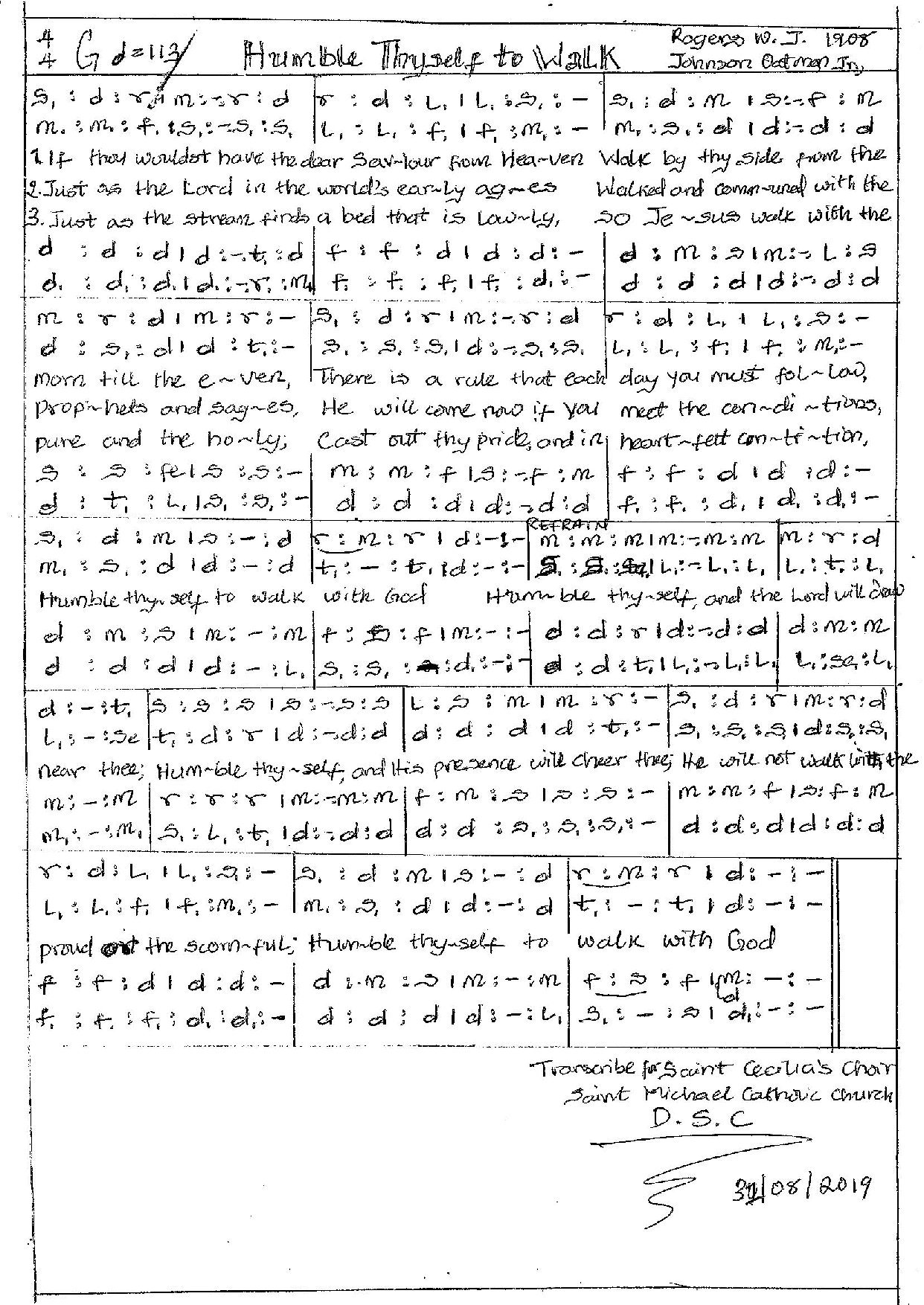 Humble Thy Self To Walk - Download Choir Script PDF
