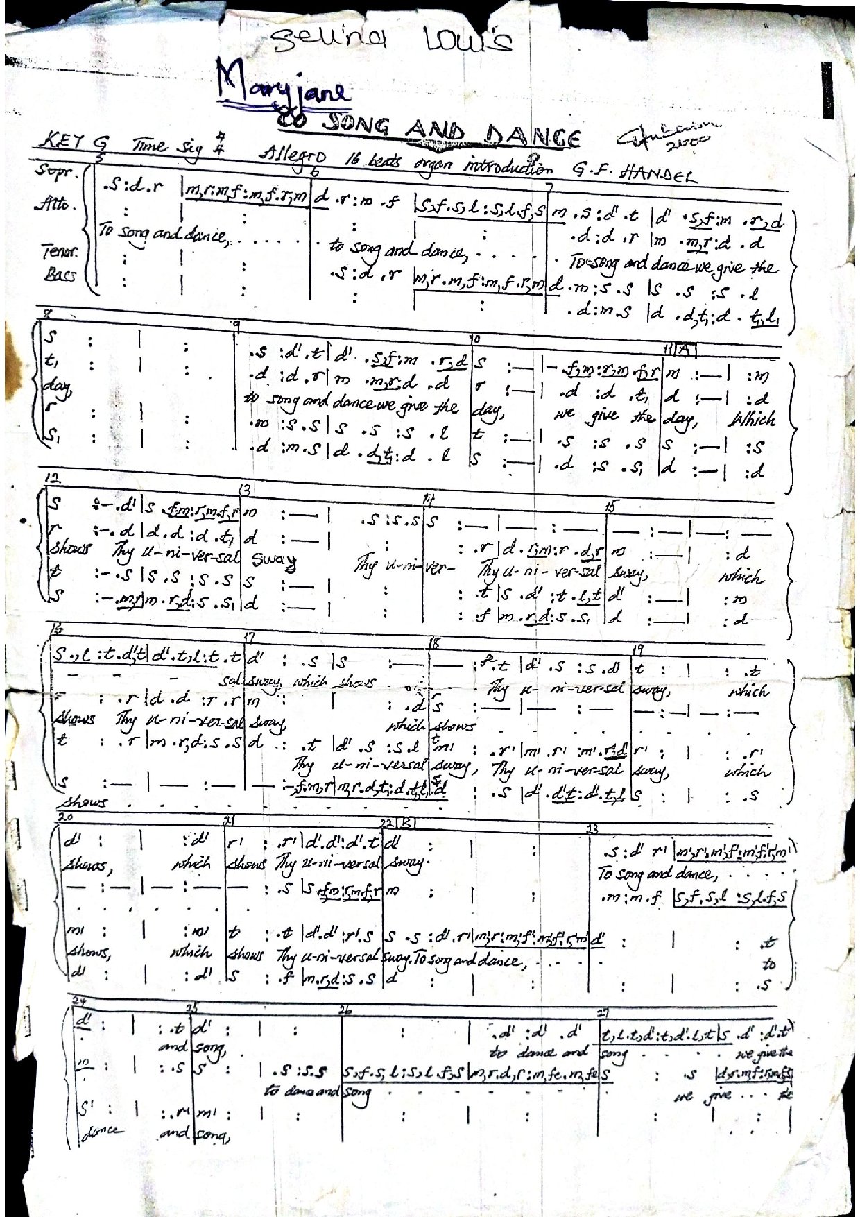 To Song And Dance - Download Choir Script PDF
