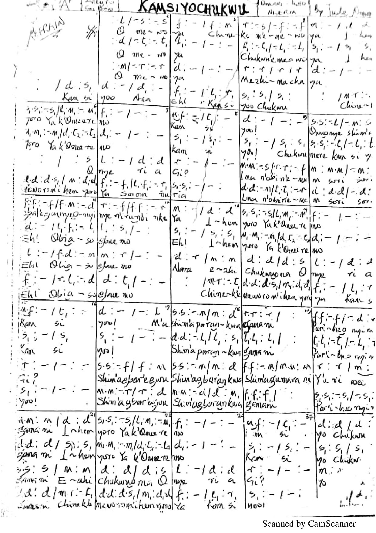 Kamsiyo Chukwu ~ Jude Nnam - Download Choir Script PDF