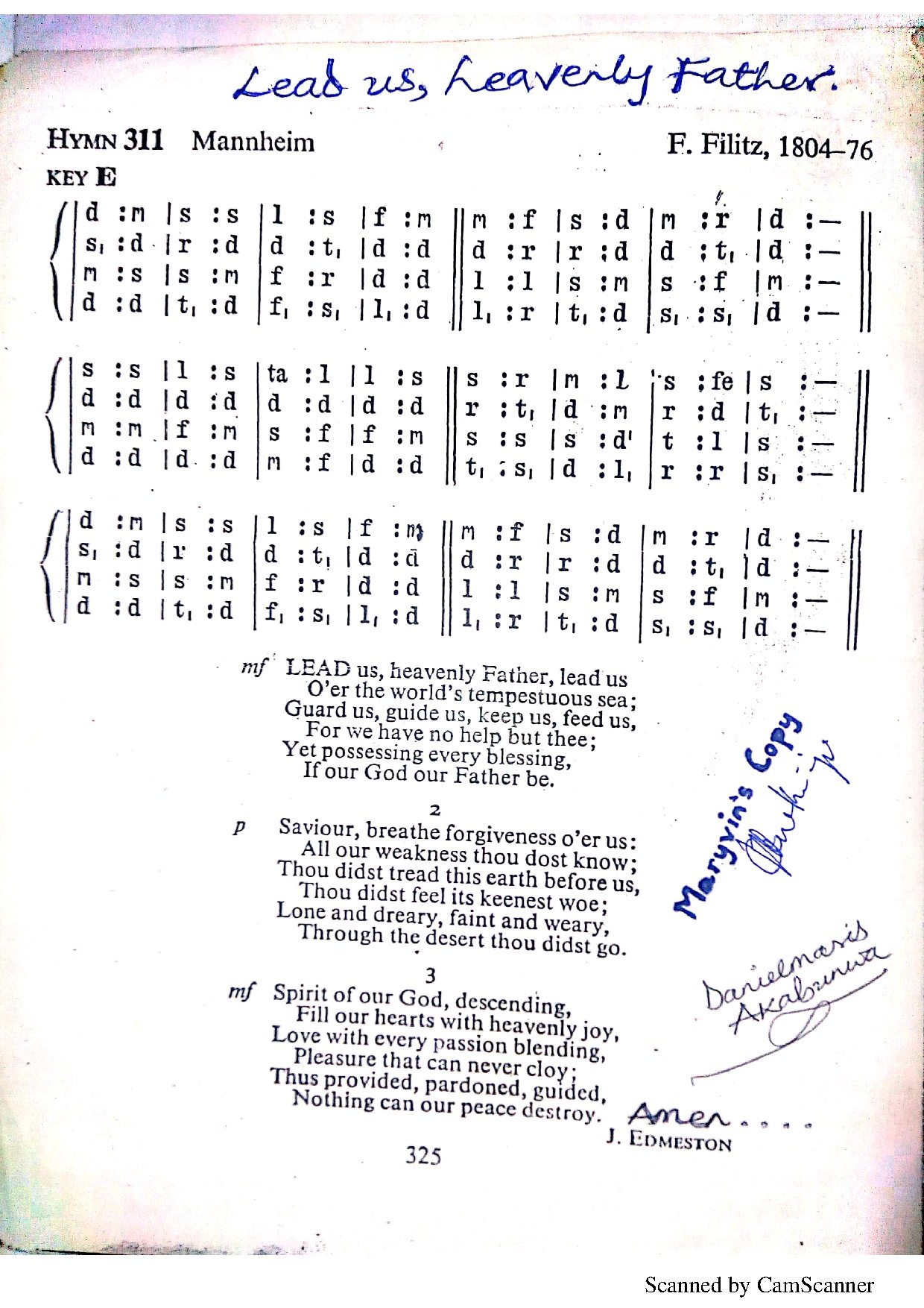 Lead Us, Heavenly Father - Download Choir Script PDF