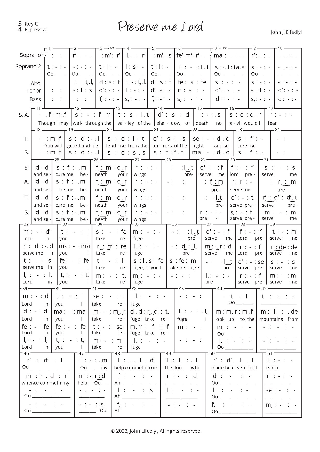Preserve Me - Download Choir Script PDF
