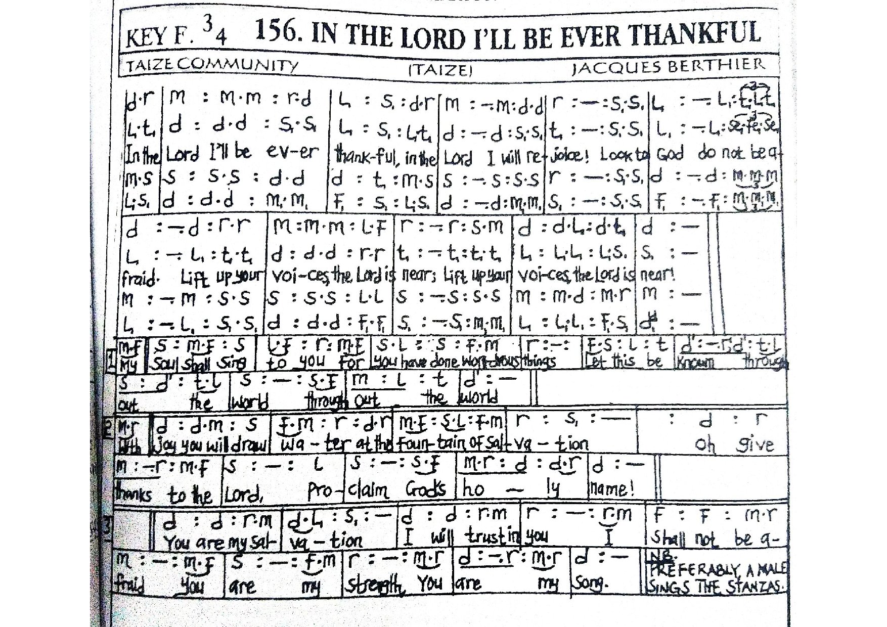In The Lord I Ll Be Ever Thankful - Download Choir Script PDF