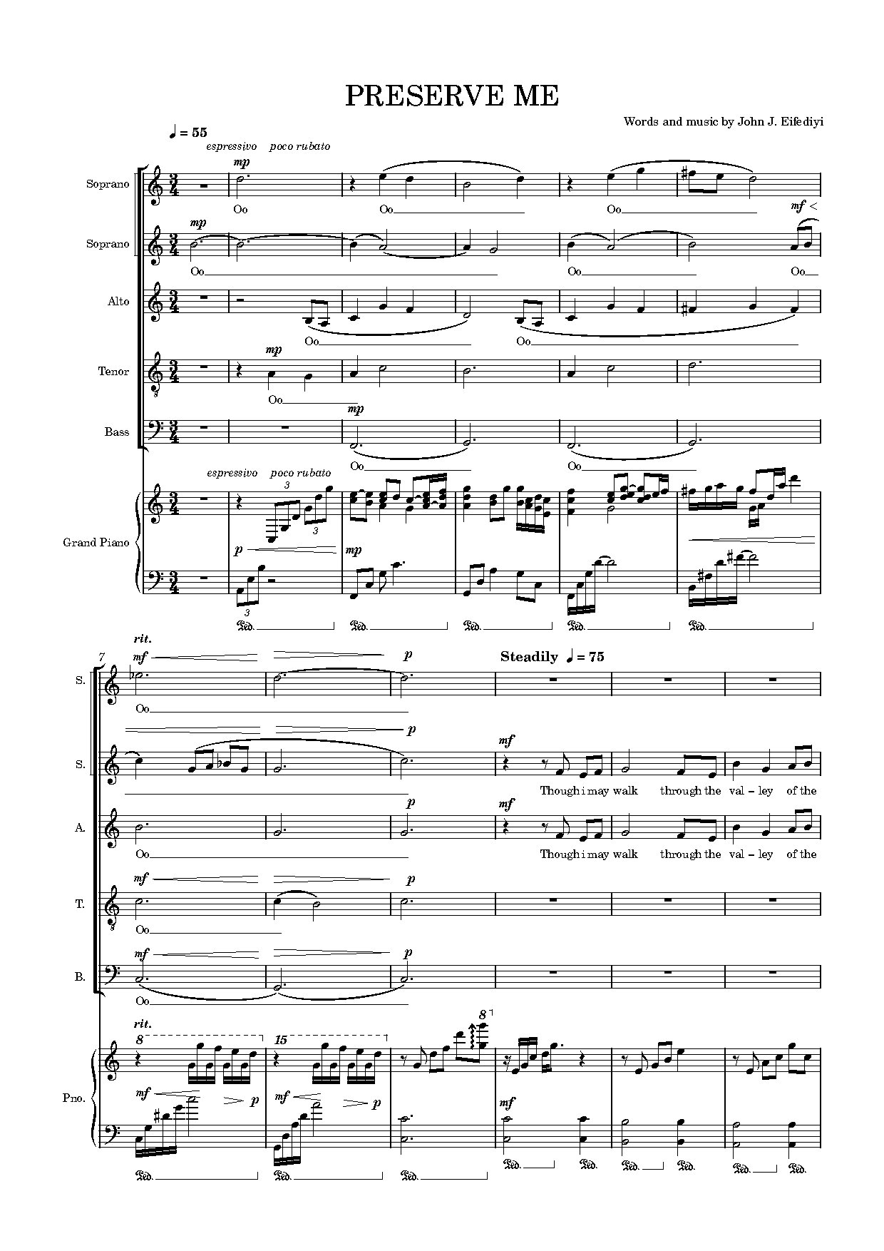 Preserve Me Full Score And Grand Piano - Download Choir Script PDF