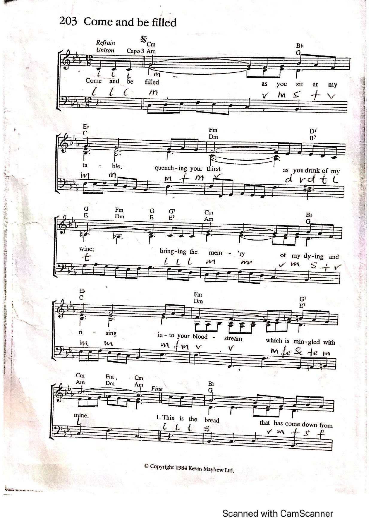 Come And Be Filled - Download Choir Script PDF