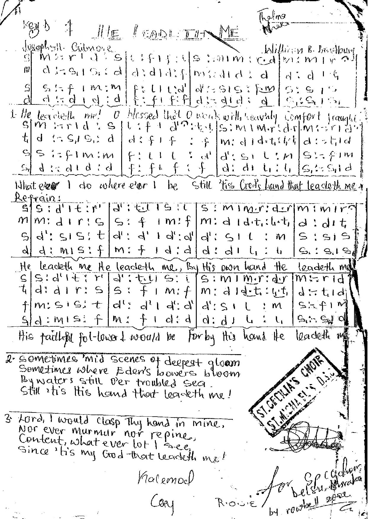 He Leadeth Me - Download Choir Script PDF