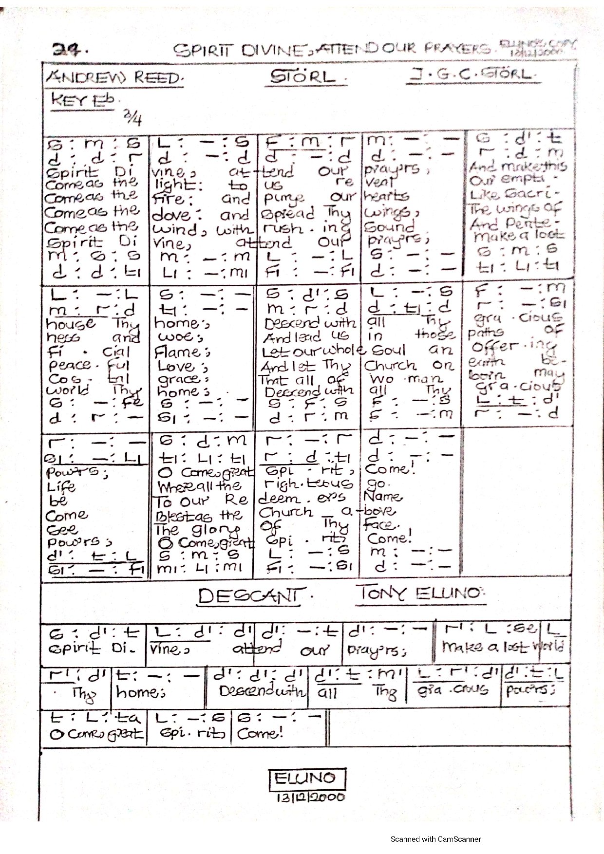 Spirit Divine Attend Our Prayer - Download Choir Script PDF