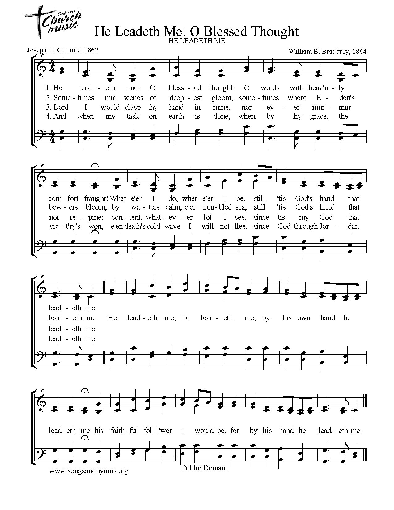 He-leadeth-me -o-blessed-thought - Download Choir Script PDF