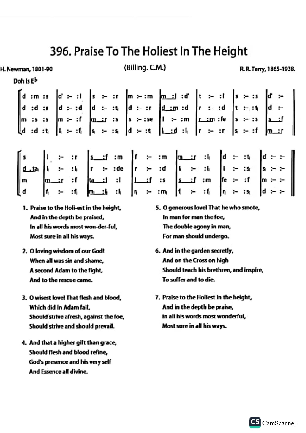Praise To The Holiest In The Heights - Download Choir Script PDF