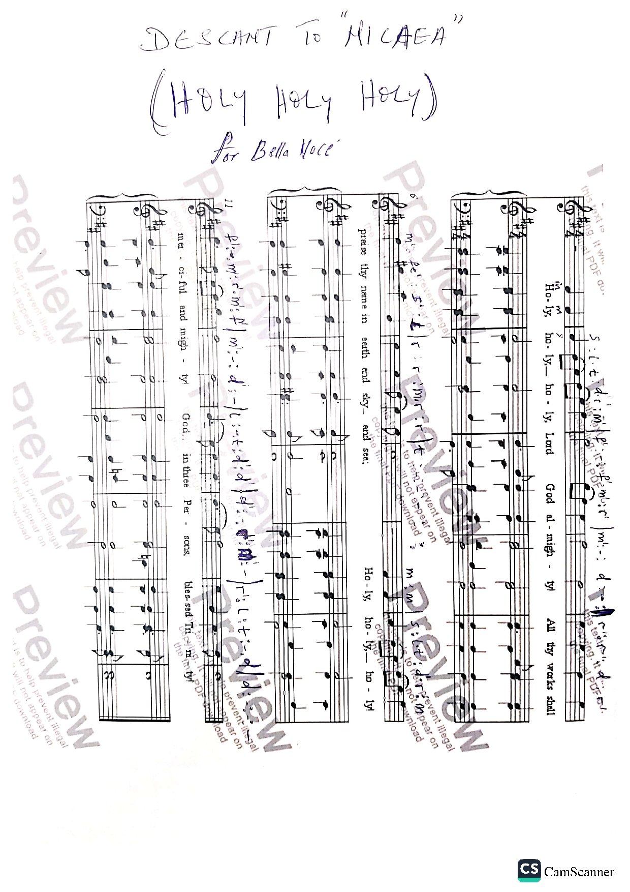 Holy Holy Descant - Download Choir Script PDF