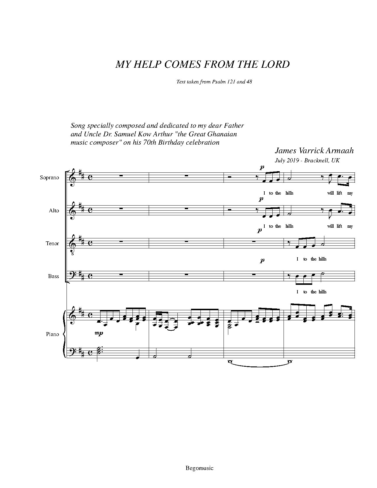 My Help Comes From The Lord - Download Choir Script PDF