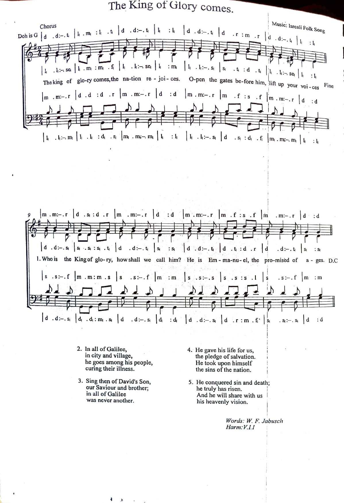 The King Of Glory Comes - Download Choir Script PDF