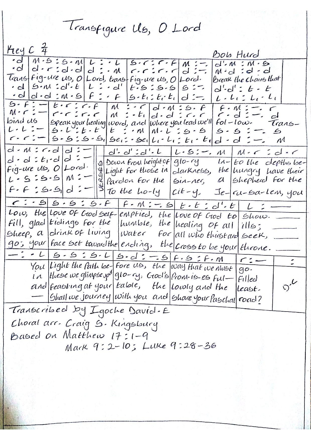 Transfigure Us O Lord 1 - Download Choir Script PDF