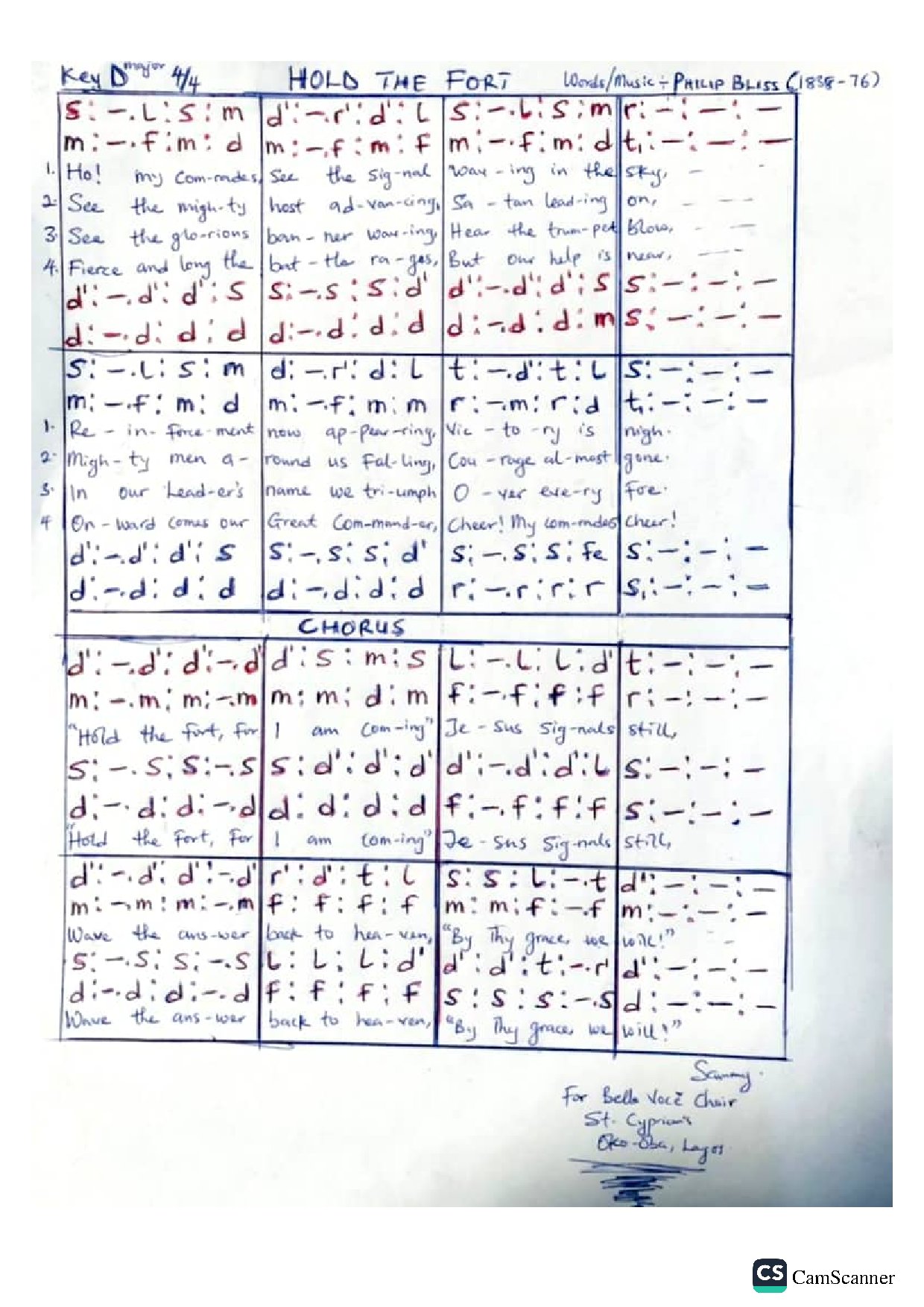 Hold The Fort. - Download Choir Script PDF